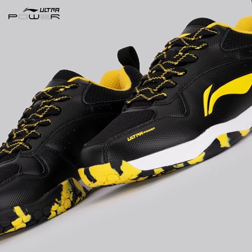 Li-Ning Ultra Power Non-Marking Badminton Shoe|Indoor Sports|Stability Heel, Prototypical Sole, Lightweight Shoe (Black/Yellow,UK 1) - Image 4