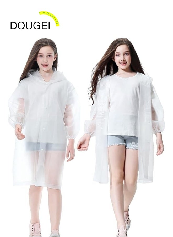 دوغي عبوتان من معاطف المطر للأطفال، معاطف مطرية قابلة لإعادة الاستخدام من EVA مع قبعة للأولاد والبنات - Image 1