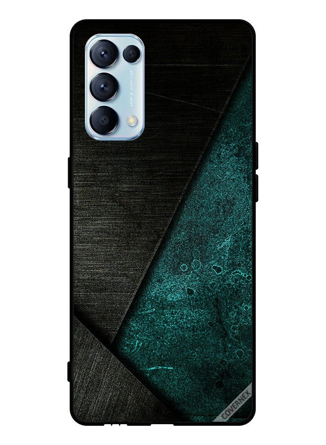 Covernex Protective Case Cover For Oppo Reno5 Pro 5G Black & Dark Green Pattern - Image 1