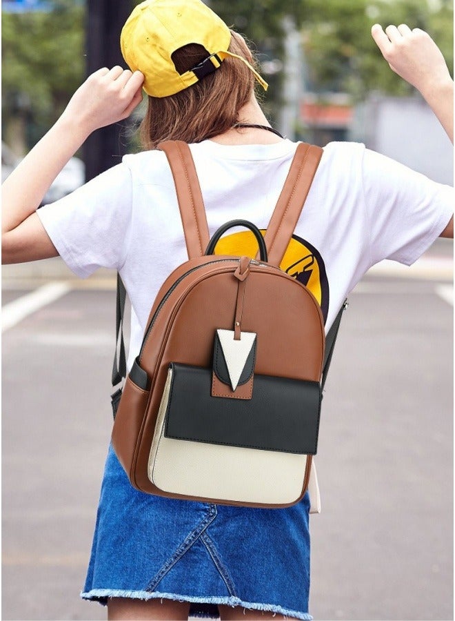 حقيبة ظهر عصرية للبنات، حقيبة ظهر مدرسية نسائية بألوان متباينة، حقيبة ظهر جامعية من الجلد الصناعي، حقيبة سفر على طراز الحرم الجامعي للشباب والمراهقين والأطفال والسيدات