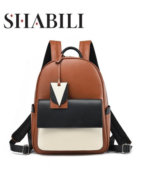 حقيبة ظهر عصرية للبنات، حقيبة ظهر مدرسية نسائية بألوان متباينة، حقيبة ظهر جامعية من الجلد الصناعي، حقيبة سفر على طراز الحرم الجامعي للشباب والمراهقين والأطفال والسيدات