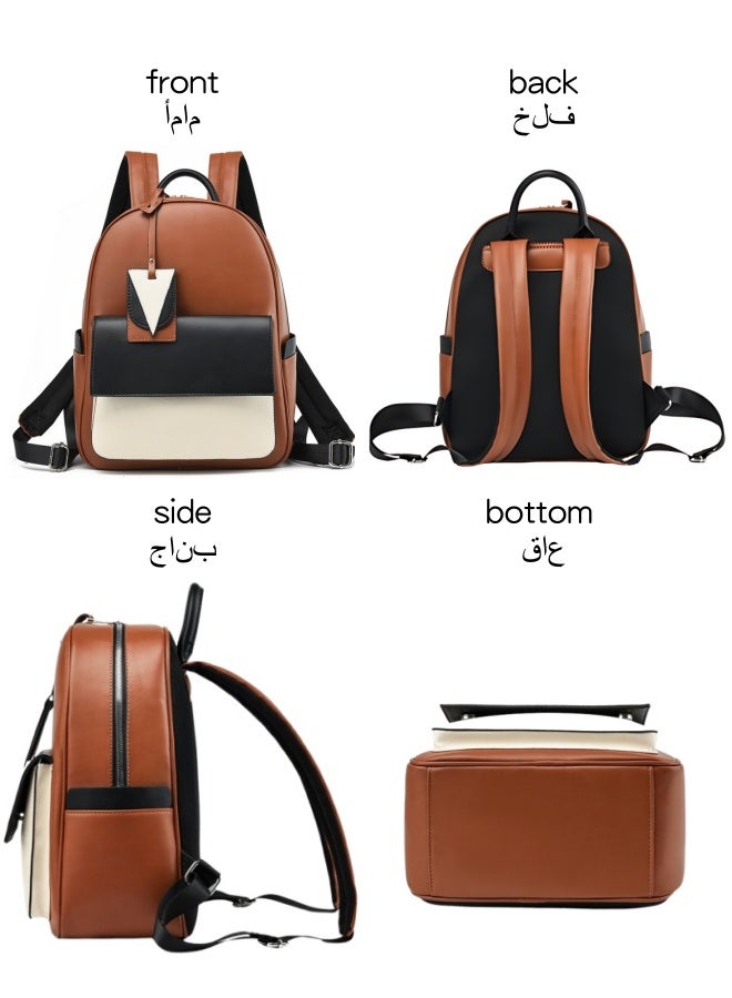 حقيبة ظهر عصرية للبنات، حقيبة ظهر مدرسية نسائية بألوان متباينة، حقيبة ظهر جامعية من الجلد الصناعي، حقيبة سفر على طراز الحرم الجامعي للشباب والمراهقين والأطفال والسيدات