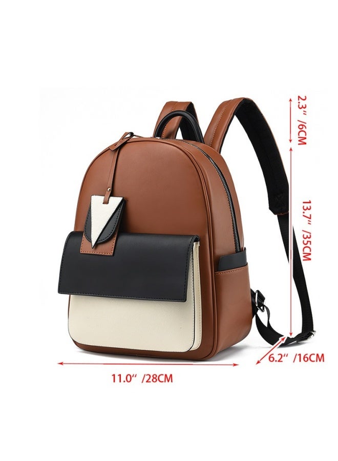 حقيبة ظهر عصرية للبنات، حقيبة ظهر مدرسية نسائية بألوان متباينة، حقيبة ظهر جامعية من الجلد الصناعي، حقيبة سفر على طراز الحرم الجامعي للشباب والمراهقين والأطفال والسيدات