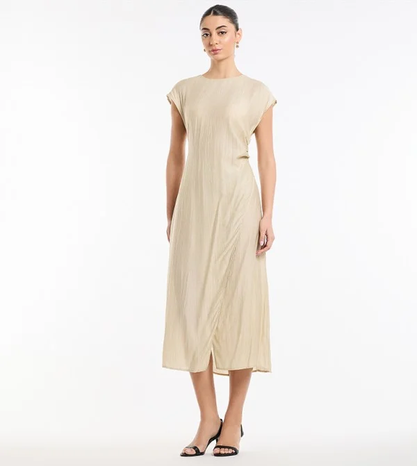 بي سي بي جي BCBG Solid Crinkle Dress