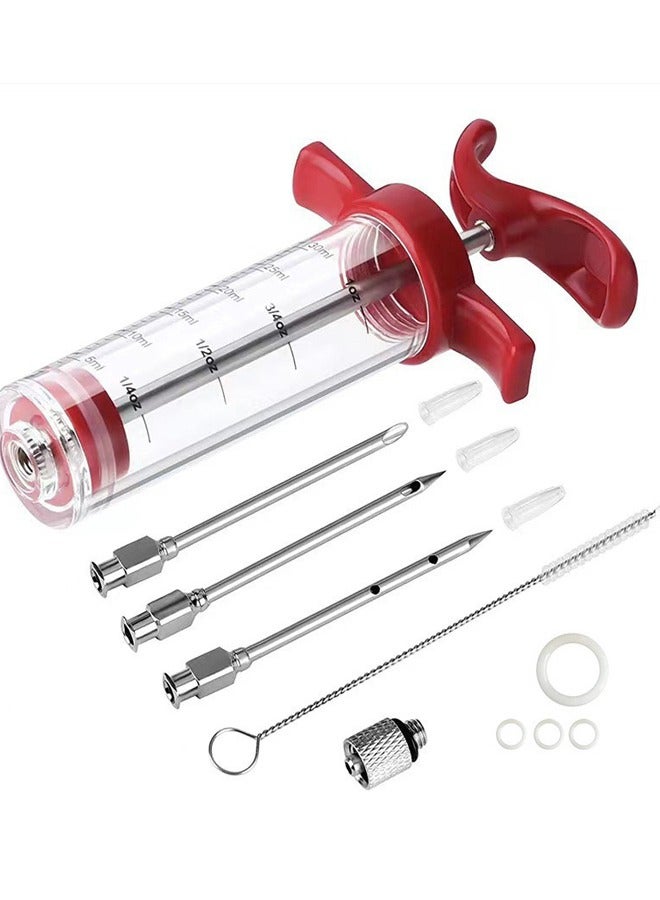 rocooart Meat Injector Syringe - 3 Marinade Injector Needles for BBQ Grill, Premium Portable Turkey Injector kit for Smoker,Marinades Injector for Meats With 1oz Large Capacity 1 Brush Easy to Use & Clean - Image 1