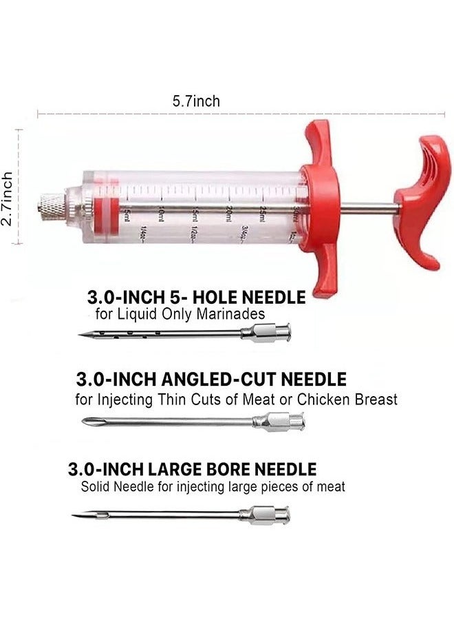 rocooart Meat Injector Syringe - 3 Marinade Injector Needles for BBQ Grill, Premium Portable Turkey Injector kit for Smoker,Marinades Injector for Meats With 1oz Large Capacity 1 Brush Easy to Use & Clean - Image 4