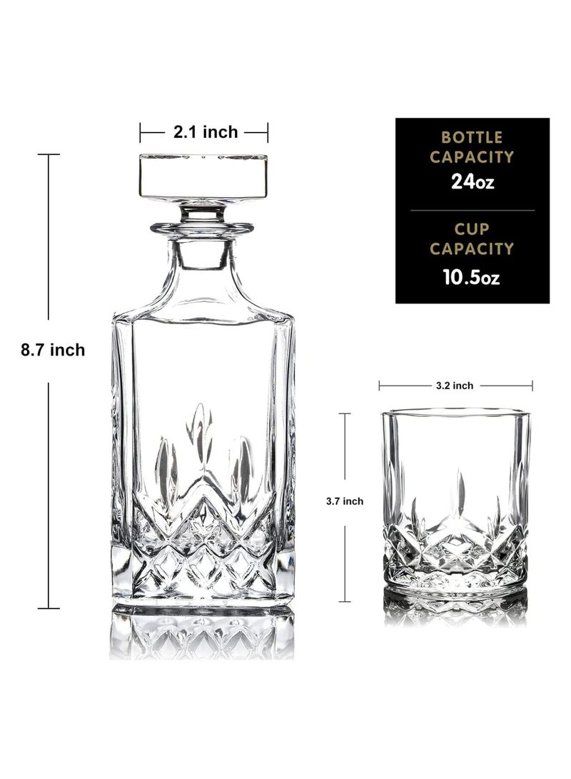 GGEROU 7 Piece Decorative Whiskey Decanter Set with Top-Lead Free Glass for Scotch, Bourbon, Cognac - Image 2