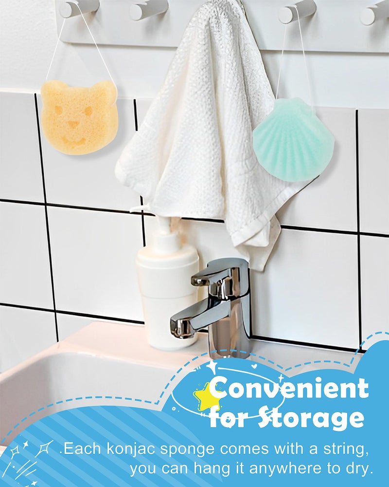 MoHern Konjac Baby Sponge for Bathing, 5Pcs Natural Cute Shapes, Kids Bath sponges for Infants, Toddler Bath time, Plant-Based, Extra Soft - Image 5