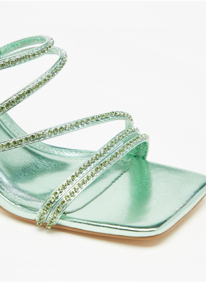 Flora Bella - Stone Embellished Slip On Sandals with Stiletto Heels - Image 1
