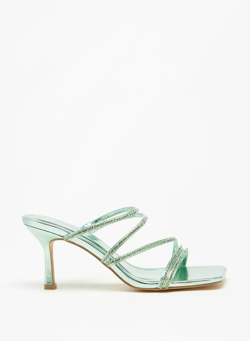 Flora Bella Stone Embellished Slip On Sandals with Stiletto Heels