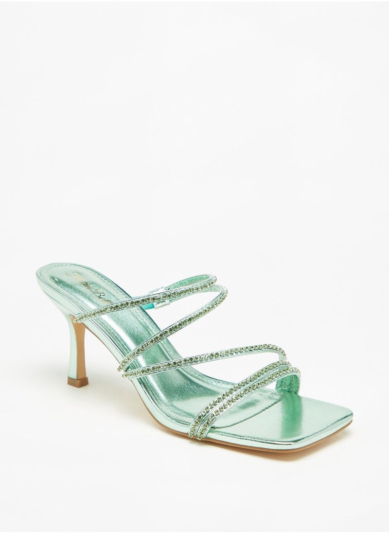Flora Bella - Stone Embellished Slip On Sandals with Stiletto Heels - Image 1