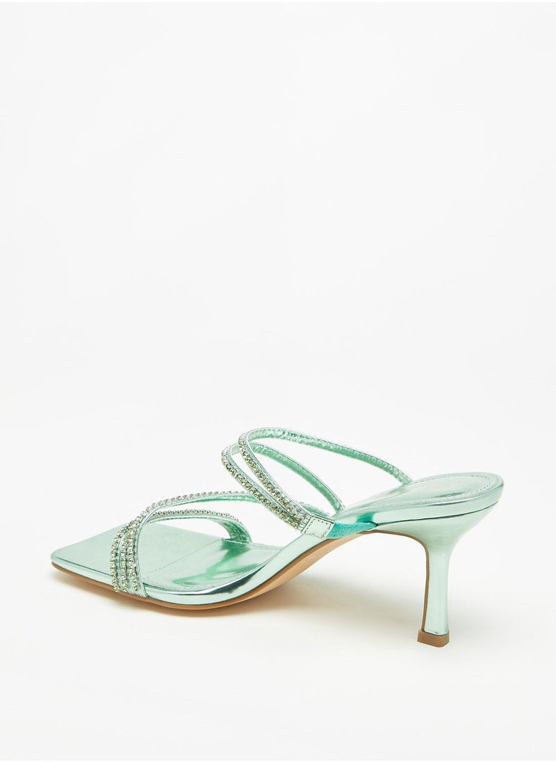 Flora Bella - Stone Embellished Slip On Sandals with Stiletto Heels - Image 1