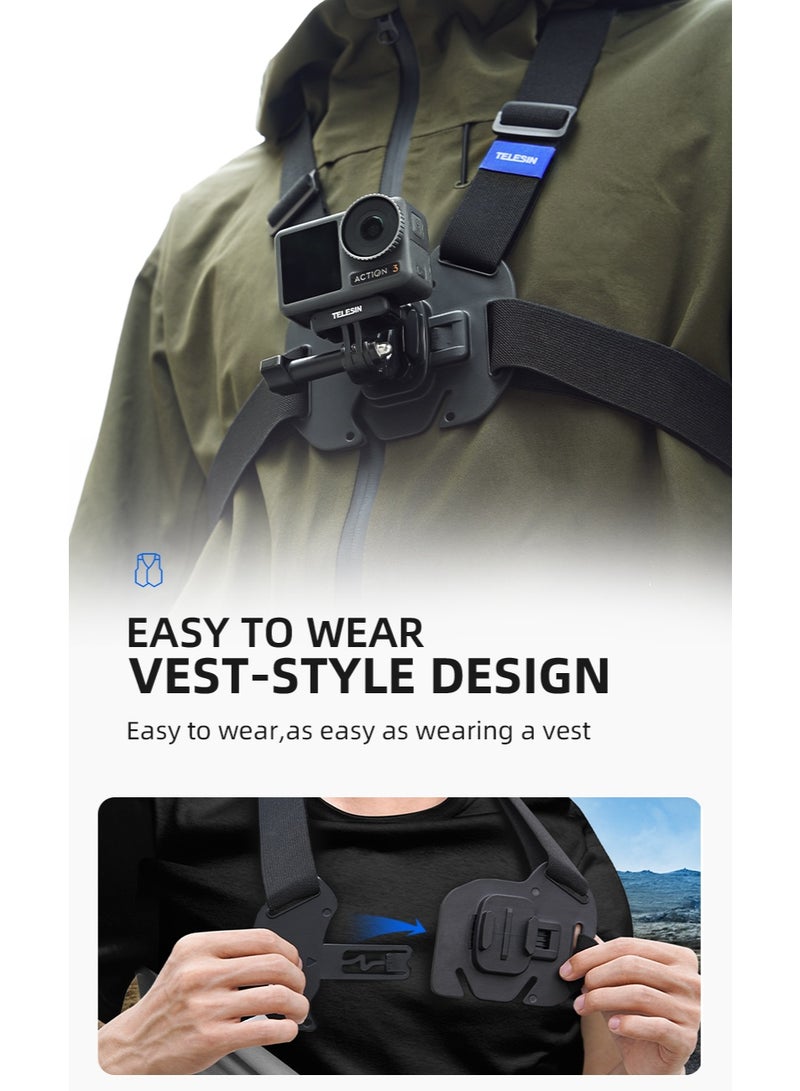 TELESIN Chest Mount Harness Chest Strap with for GoPro Chest Mount Hero 12,11,10,9,8,7,6,5,4, Hero Session, DJI Osmo Action Cameras - Image 4