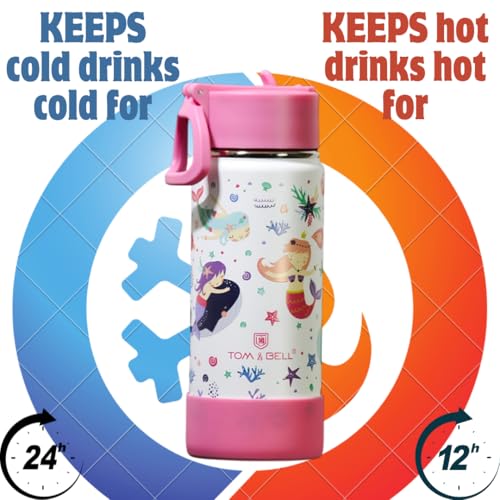 TOM  BELL Kids Water Bottle - Water Bottle for School - Sipper Water Bottle for Kids - Waterbottle for Girls and Boys, Stainless Steel 304, Spill-Proof, BPA-Free, Perfect for School (Pink blush, 500ml) - Image 2