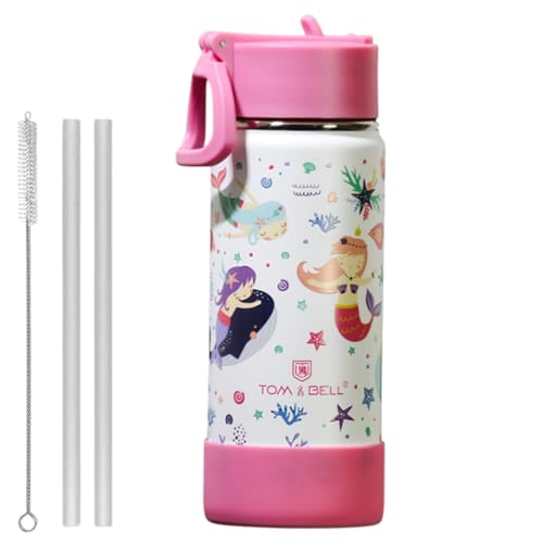 TOM  BELL Kids Water Bottle - Water Bottle for School - Sipper Water Bottle for Kids - Waterbottle for Girls and Boys, Stainless Steel 304, Spill-Proof, BPA-Free, Perfect for School (Pink blush, 500ml) - Image 1
