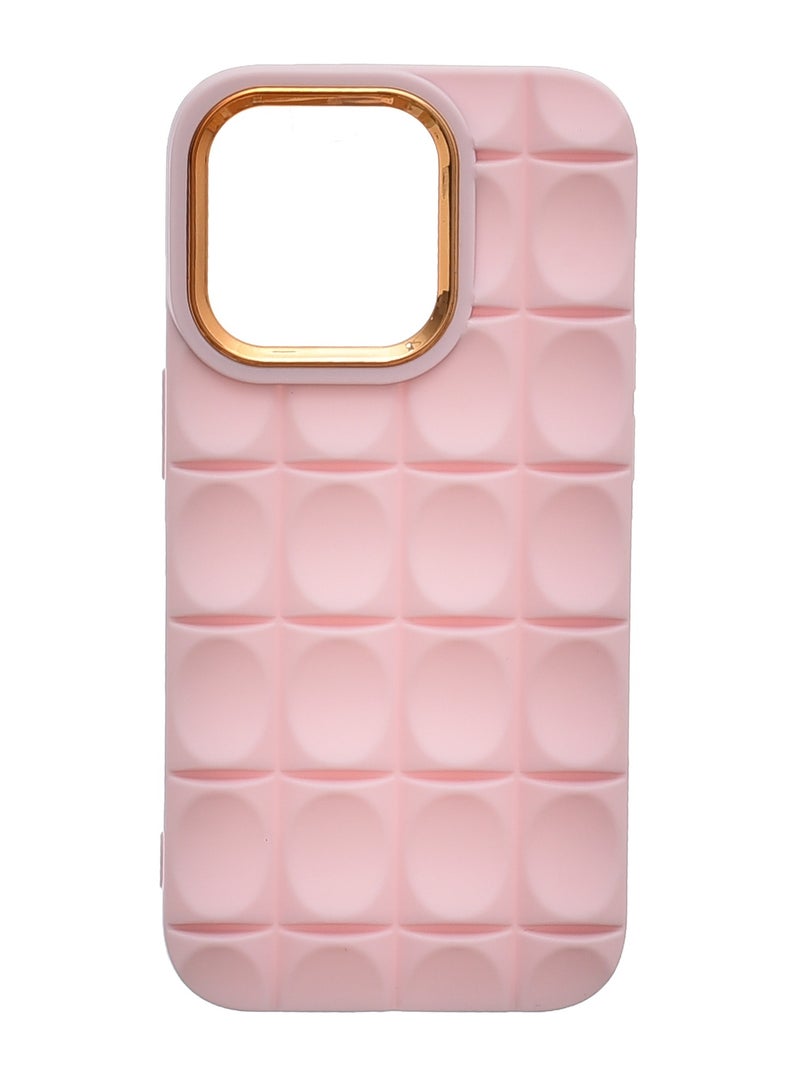 Silicone Back Phone Protection Cover With Ribbed Design And Safety Edges For Iphone 14 Pro - Pink Gold  - Image 1