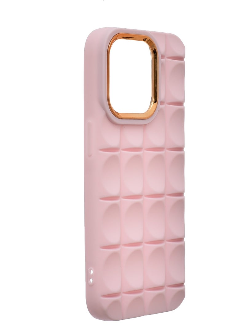 Silicone Back Phone Protection Cover With Ribbed Design And Safety Edges For Iphone 14 Pro - Pink Gold  - Image 2