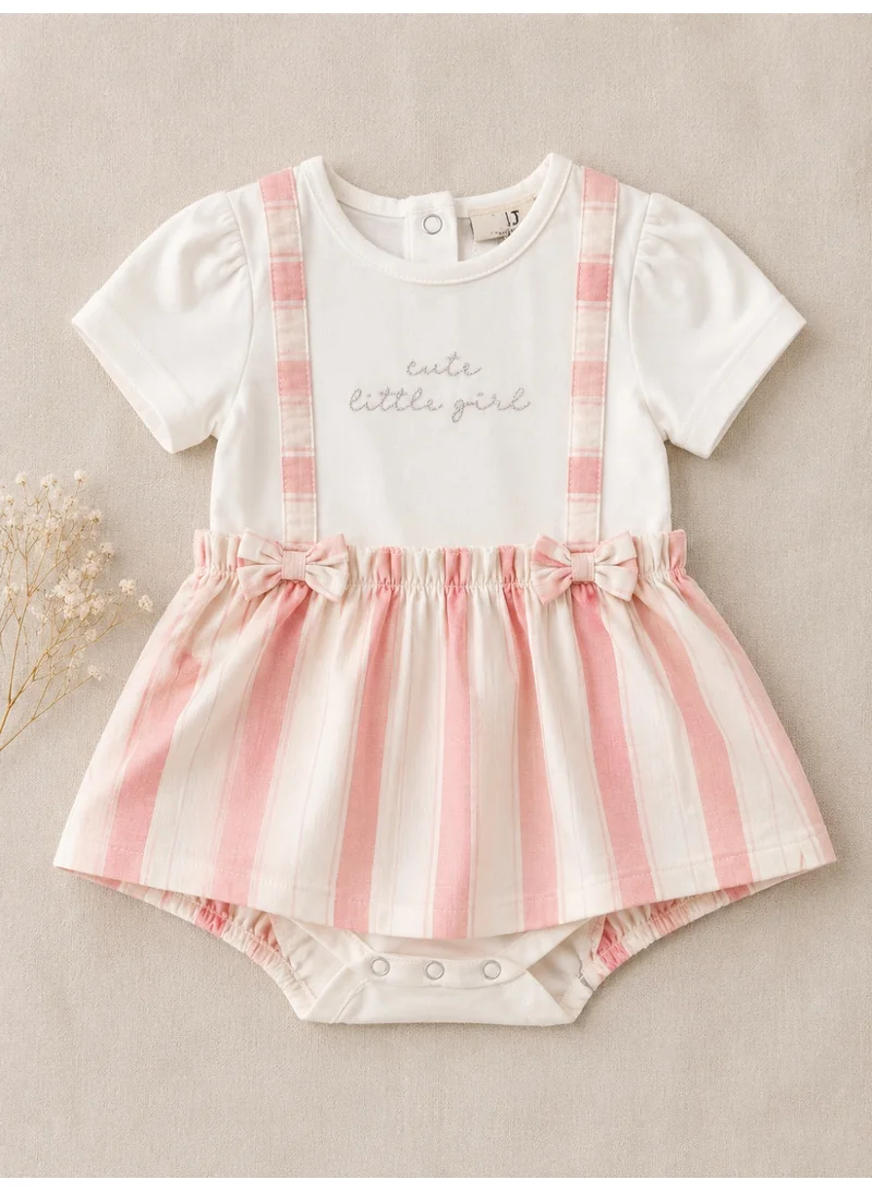 Victor And Jane  Infant Girls Suspender Stripe Dress with Bow Details for Women | Best Price UAE