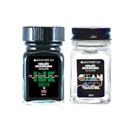 Monteverde USA Color Changing Ink – Green to Pink, 30ml Bottle, Transformative Fountain Pen Ink + Changer - Image 1