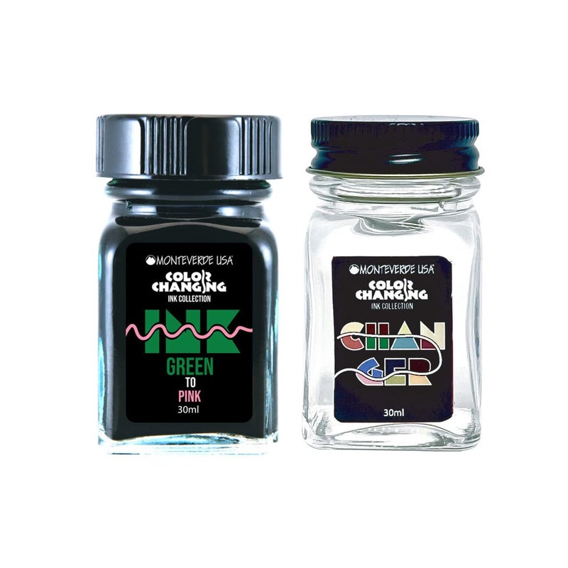 Monteverde USA Color Changing Ink – Green to Pink, 30ml Bottle, Transformative Fountain Pen Ink + Changer - Image 2