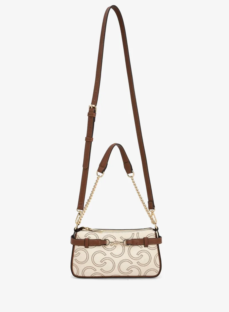 سيليست Monogram Embroidered Shoulder Bag With Zip Closure