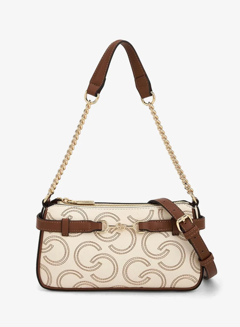 سيليست Monogram Embroidered Shoulder Bag With Zip Closure