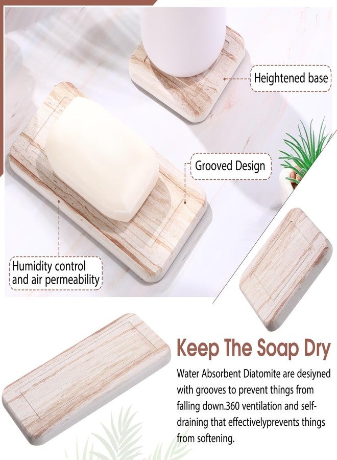 Photect 4 Pcs Water Absorbing Stone Tray 6.3 x 3.15 Inch and 3.15 x 3.15 Inch Trays Soap Dish Holders Kitchen Water Absorbing Stone Tray for Sink with 16 Pcs Non Slip Pad for Home(White Marble) - Image 3