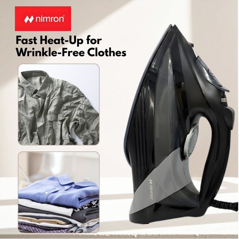 nimron Steam Iron 2200W Electric Clothes Iron with Adjustable Temperature Control, Non-Stick Soleplate & Fast Heating – NR6055I - Image 3