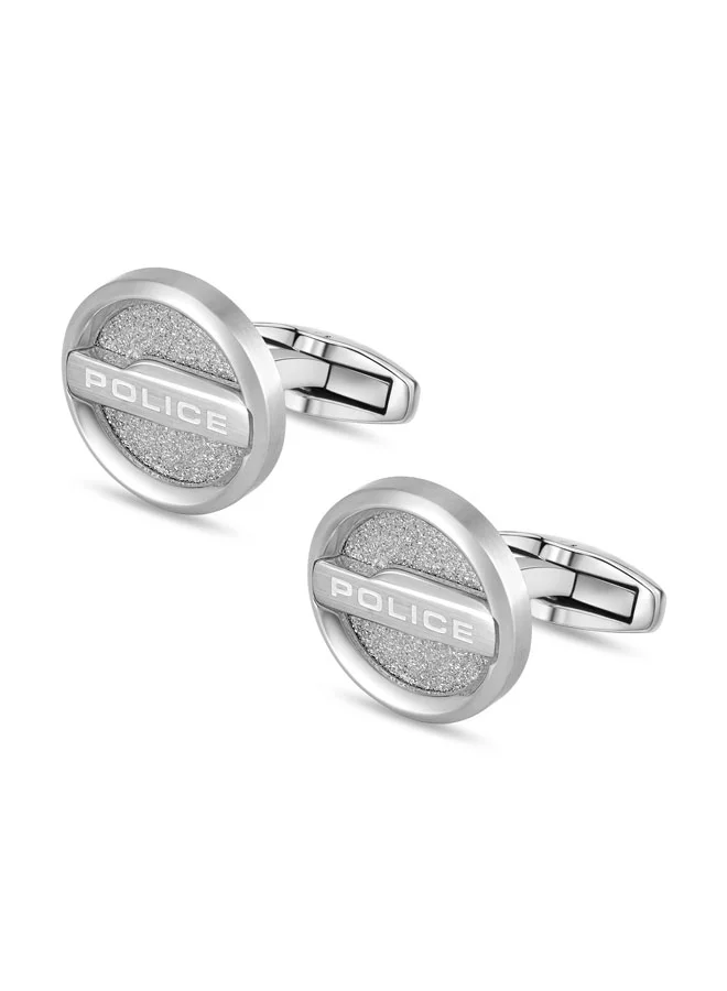 POLICE Orbium Round Stainless Steel Cufflinks for Men