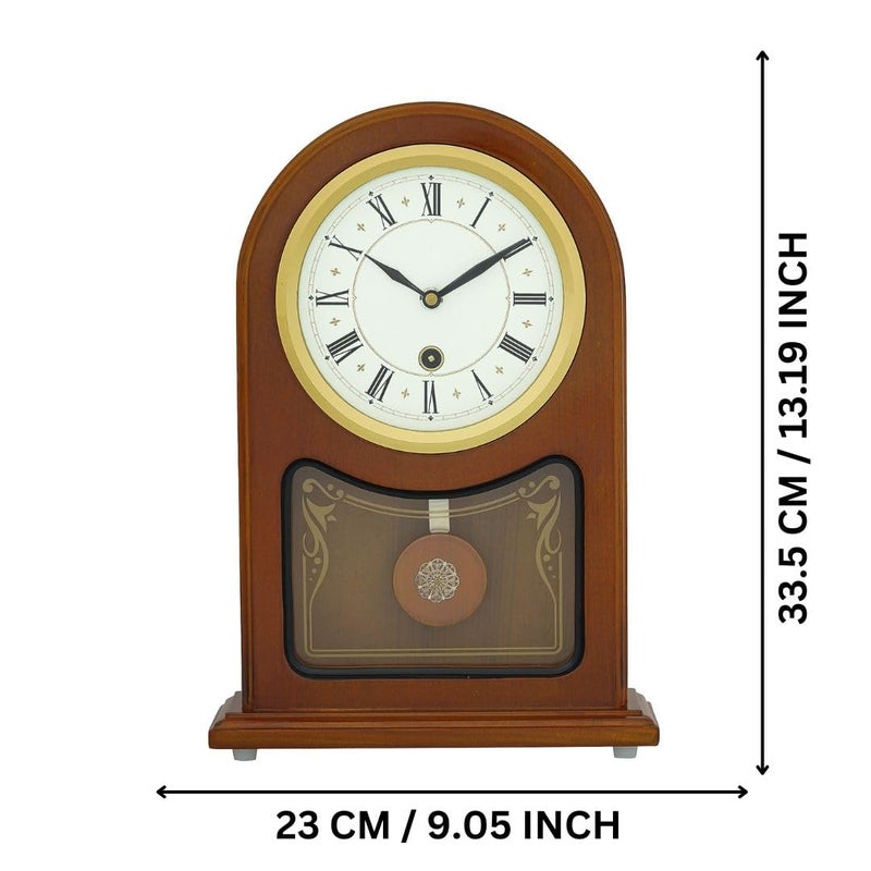 CRAFT SMITH Vertical Wooden Analog Pendulum English Numbers Table Clock for Office Desk Study Living Room Decorations Gifts Size 23 x 8 x 335 CM Weight 1240 Gram Colour Brown - Image 3