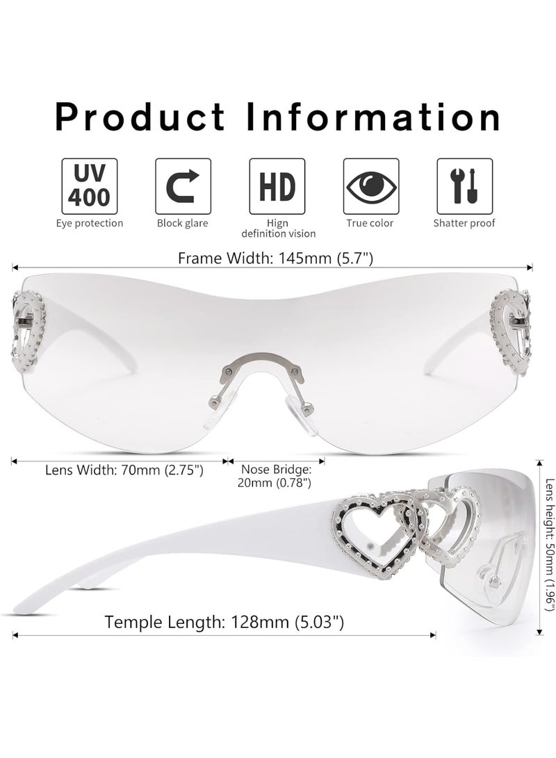 KASTWAVE Wrap Around Y2K Rimless Sunglasses, 2-Pack Rimless Gradient Polarized Sun Glasses for Women and Men, Oversized Trendy 2000S Sun Glasses Visor Shield Shades (Gradient Silver+Gradient Gray) - Image 5