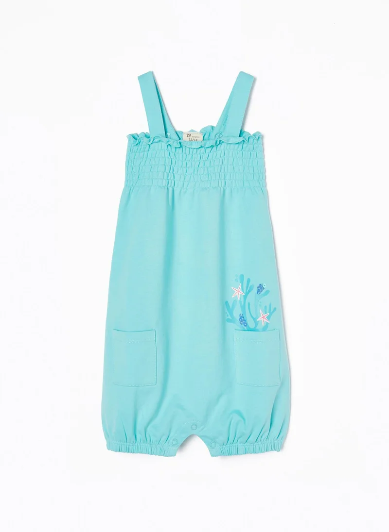 Zippy Zippy Strappy Jumpsuit With Smocked Frill For Baby Girls