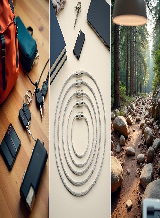 كيدولتز Kidultz (عبوة من 10 حلقات مفاتيح دائرية بأطوال مختلفة لأدوات EDC الخارجية والمشي لمسافات طويلة وتعليق بطاقات الأمتعة، مصنوعة من أسلاك فولاذية مقاومة للصدأ (400 مم * 1.5 مم) - Image 5