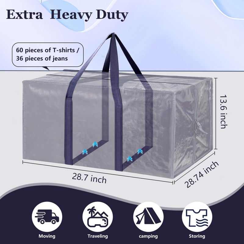 RMOHRO 12 Pack Extra Large Heavy Duty Moving Bags with Reinforced Zipper & Wide Handles, Moisture-Resistant Storage Bins Packing Cubes for Clothes, College Dorm, Travel, and Home Organization, DarkBlue - Image 2
