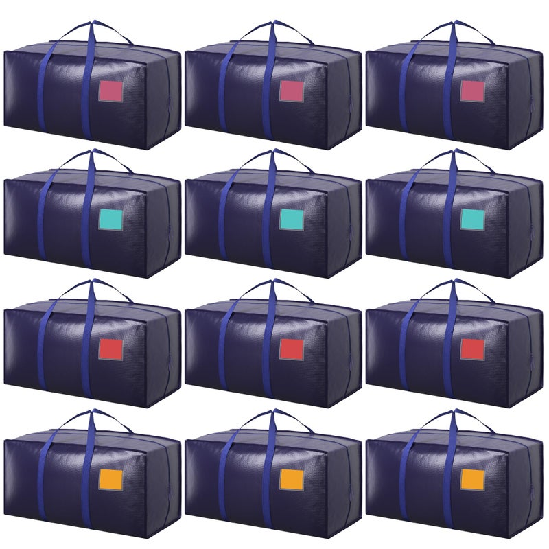 RMOHRO 12 Pack Extra Large Heavy Duty Moving Bags with Reinforced Zipper & Wide Handles, Moisture-Resistant Storage Bins Packing Cubes for Clothes, College Dorm, Travel, and Home Organization, DarkBlue - Image 1
