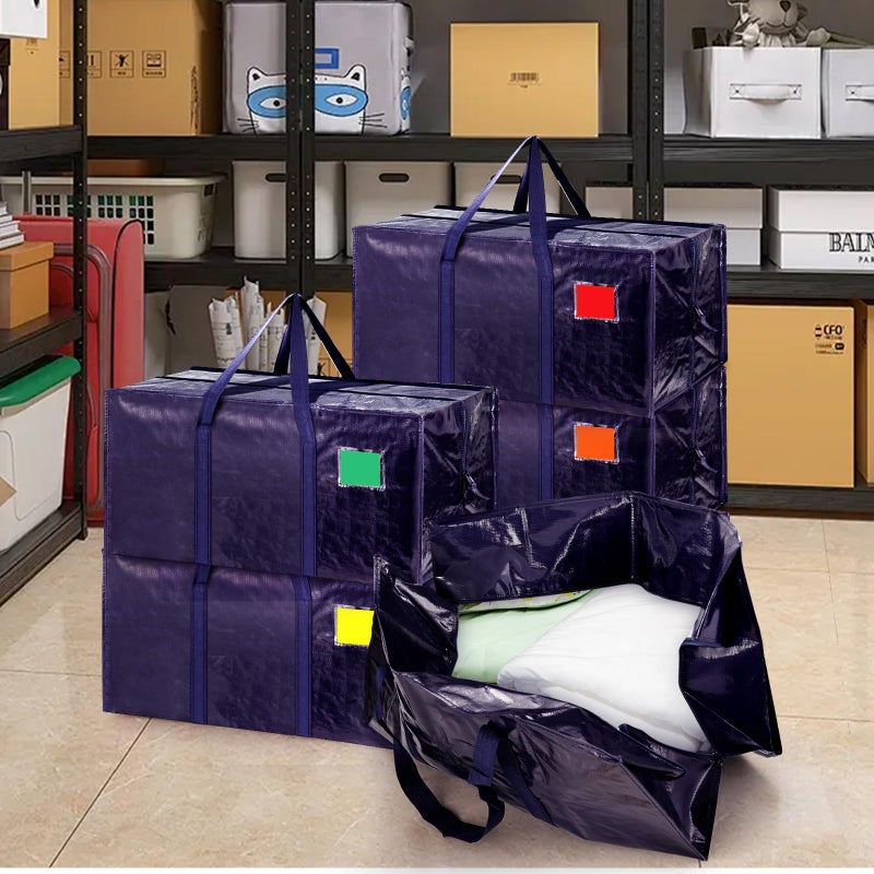 RMOHRO 12 Pack Extra Large Heavy Duty Moving Bags with Reinforced Zipper & Wide Handles, Moisture-Resistant Storage Bins Packing Cubes for Clothes, College Dorm, Travel, and Home Organization, DarkBlue - Image 3