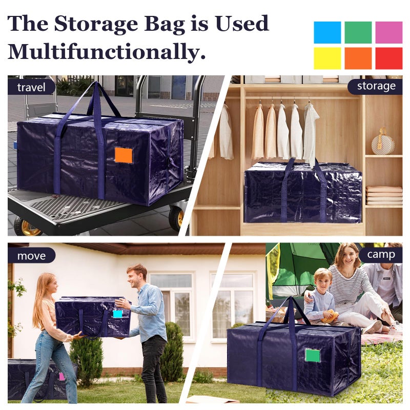 RMOHRO 12 Pack Extra Large Heavy Duty Moving Bags with Reinforced Zipper & Wide Handles, Moisture-Resistant Storage Bins Packing Cubes for Clothes, College Dorm, Travel, and Home Organization, DarkBlue - Image 4