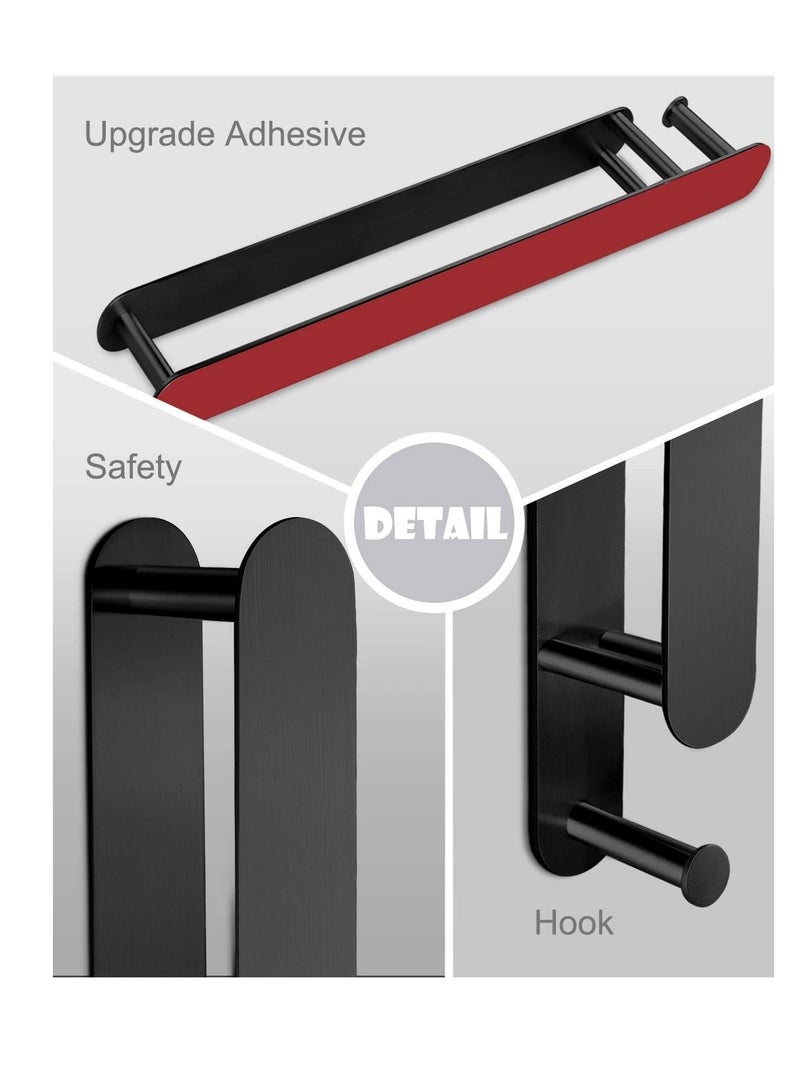 Towel Holder, Strong Self Adhesive Black Rails Wall Mounted Stainles - Image 4