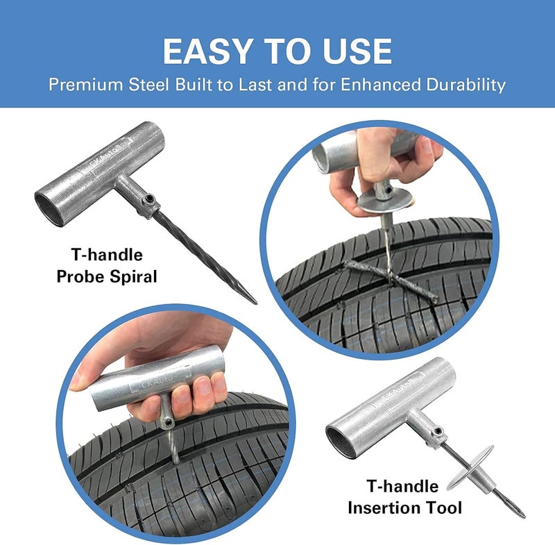CKAuto Universal Tire Repair Kit - 36 Piece Heavy Duty Emergency Tool Kit for Flat Tire Puncture Repair - Image 4