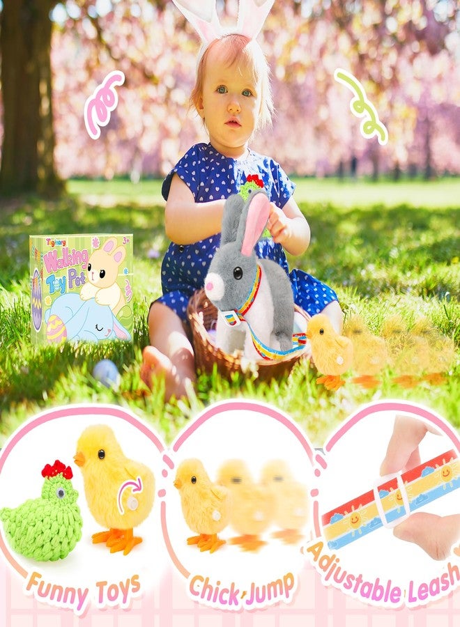 Tagitary Easter Plush Bunny Toy for Kids,Easter Interactive Realistic Bunny with Leash and Wind Up Toy,That Hopping,Ears Wiggling,Twitching Nose,Rabbit Toys Easter Basket Stuffers Gift for Toddlers - Image 4