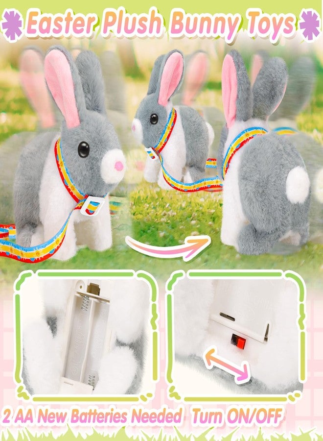 Tagitary Easter Plush Bunny Toy for Kids,Easter Interactive Realistic Bunny with Leash and Wind Up Toy,That Hopping,Ears Wiggling,Twitching Nose,Rabbit Toys Easter Basket Stuffers Gift for Toddlers - Image 3