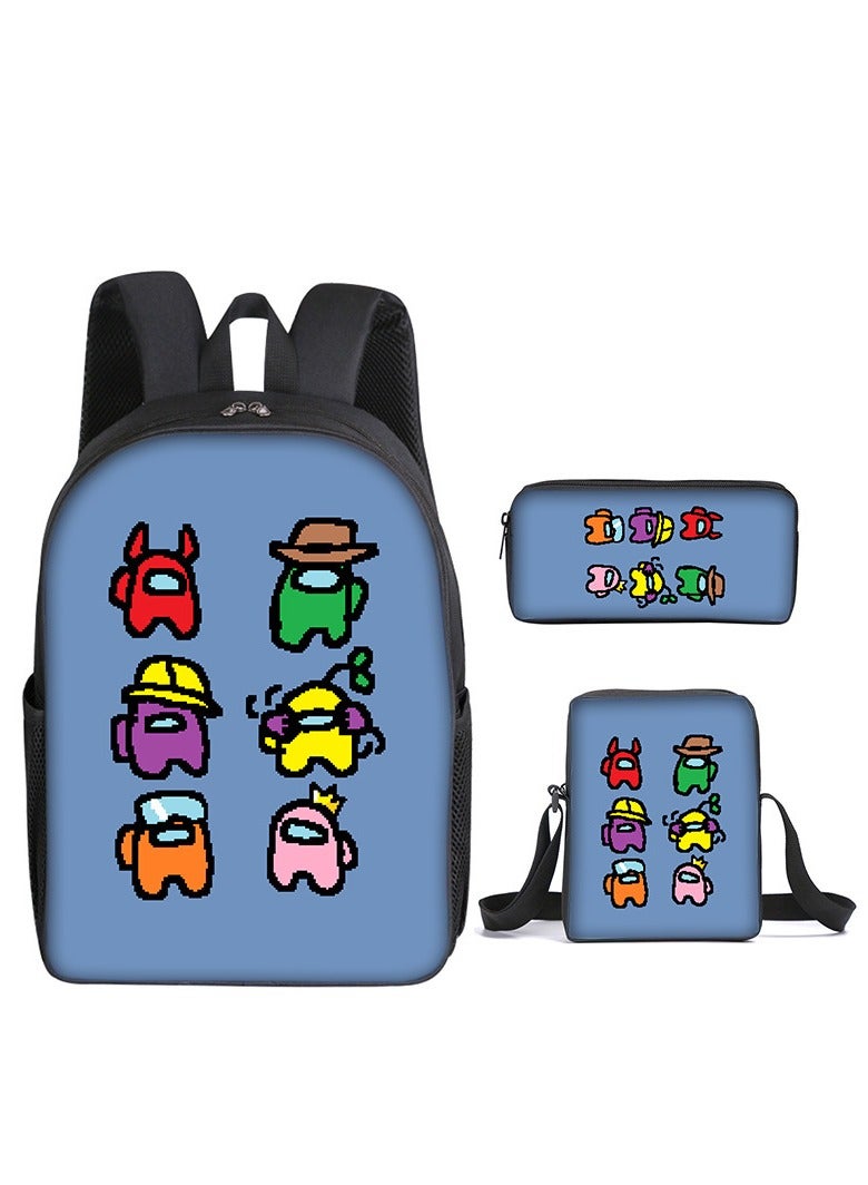 Children's leisure load reducing large capacity printed backpack for elementary school students, 3-piece set - Image 1