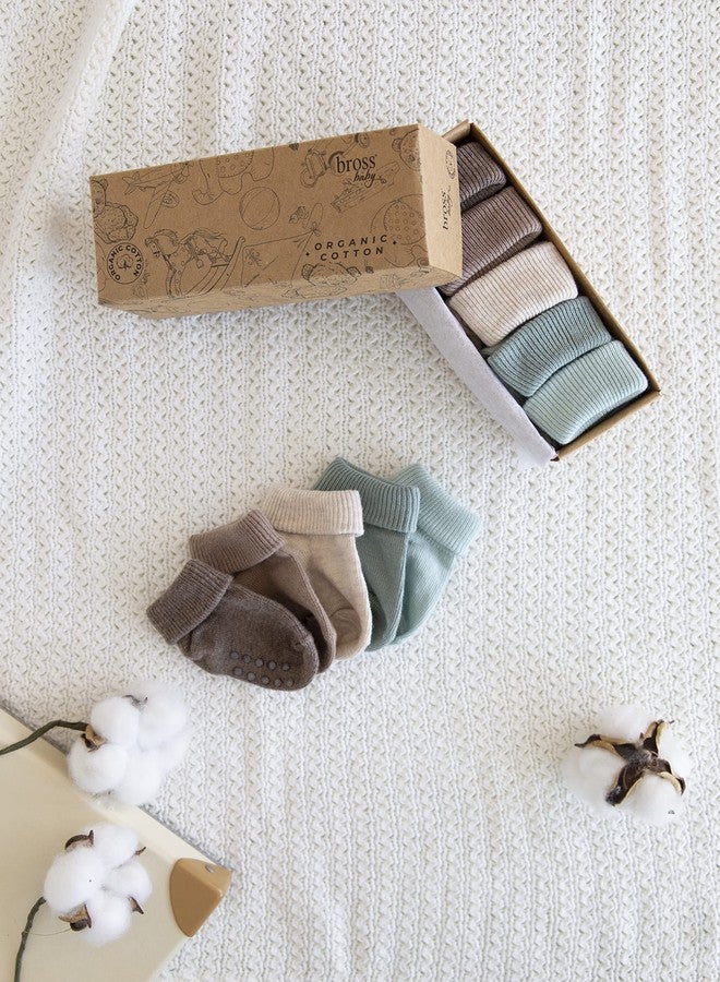 Bross جوارب أطفال بروس للجنسين، عبوة من 5 جوارب، جوارب للمواليد الجدد، جوارب للبنات، جوارب للأولاد، جوارب للرضع، جوارب للأطفال الصغار، جوارب قطنية عضوية، مقاس 6-12 شهرًا، تشكيلة متنوعة، 6-12 شهرًا - Image 4
