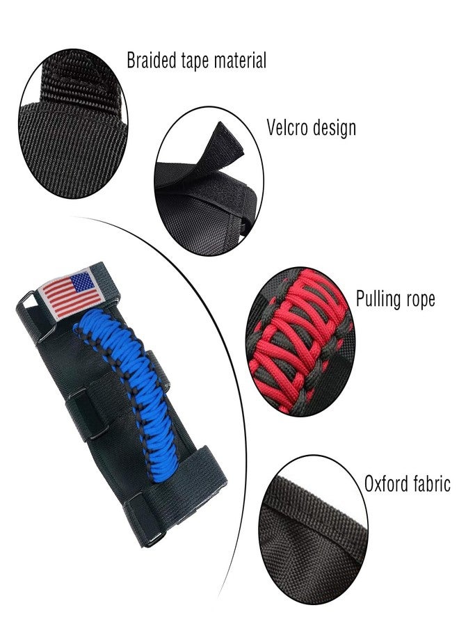 HZEL 2PCS Roll Bar Grab Handles, Oxford Cloth Upgrade Metal Buckle Paracord Grip Handles, Durable and Strong Car Accessories, Compatible with Wrangler JL, JLU, JT, JK, JKU, TJ, LJ and YJ（Blue） - Image 2