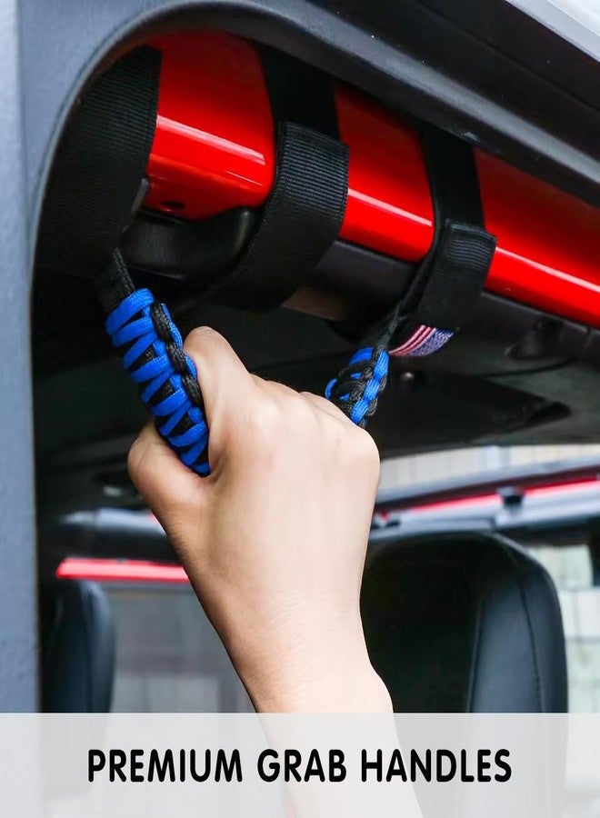 HZEL 2PCS Roll Bar Grab Handles, Oxford Cloth Upgrade Metal Buckle Paracord Grip Handles, Durable and Strong Car Accessories, Compatible with Wrangler JL, JLU, JT, JK, JKU, TJ, LJ and YJ（Blue） - Image 4