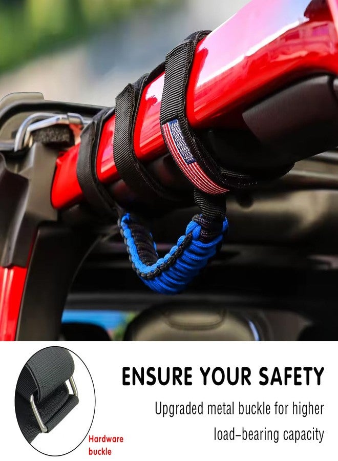 HZEL 2PCS Roll Bar Grab Handles, Oxford Cloth Upgrade Metal Buckle Paracord Grip Handles, Durable and Strong Car Accessories, Compatible with Wrangler JL, JLU, JT, JK, JKU, TJ, LJ and YJ（Blue） - Image 3