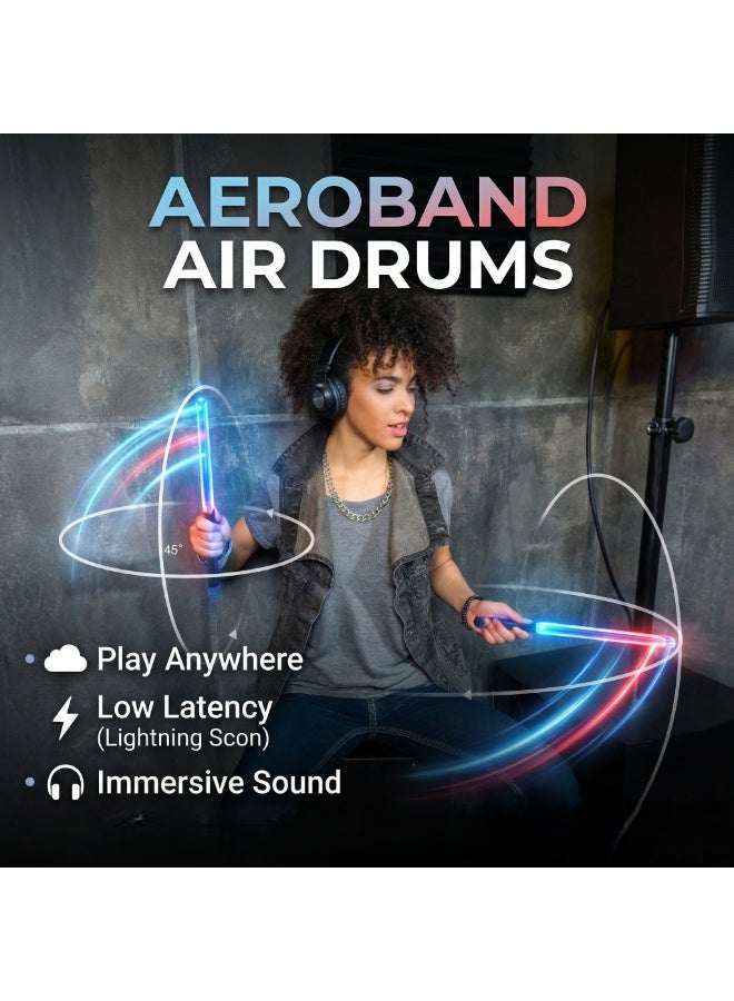 ايروباند مجموعة طبول هوائية إلكترونية AeroBand PocketDrum 2 MAX مع عصي طبول ودواسات، اتصال بلوتوث، 8 أصوات، وظيفة USB MIDI، مناسبة للكبار والأطفال - Image 3