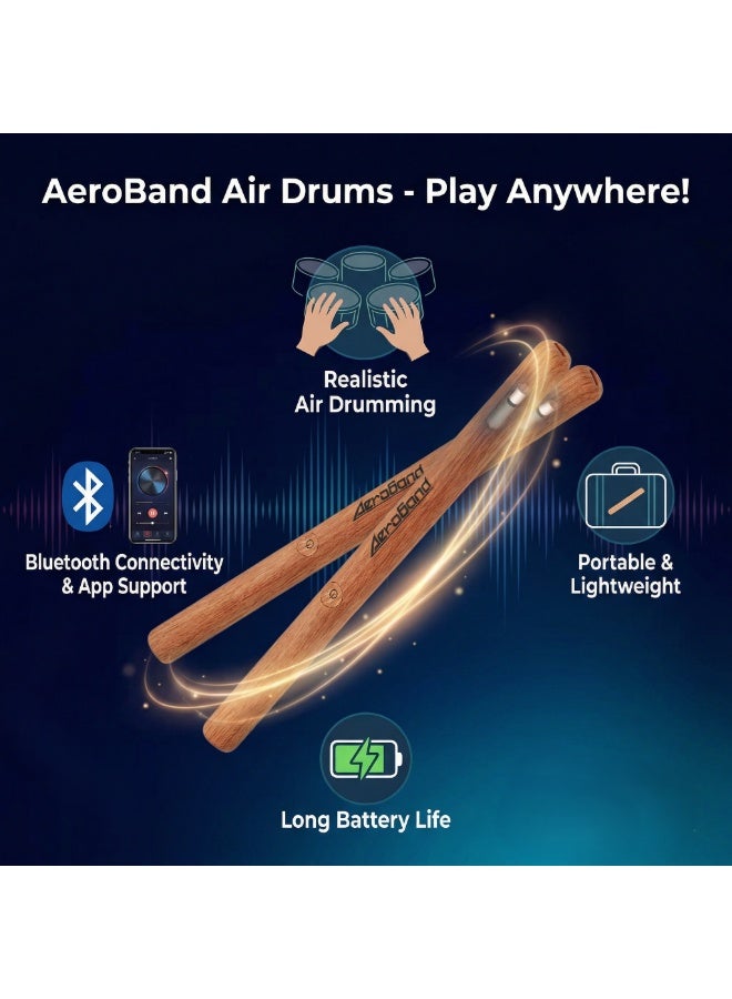 ايروباند مجموعة طبول هوائية إلكترونية AeroBand PocketDrum 2 MAX مع عصي طبول ودواسات، اتصال بلوتوث، 8 أصوات، وظيفة USB MIDI، مناسبة للكبار والأطفال - Image 5