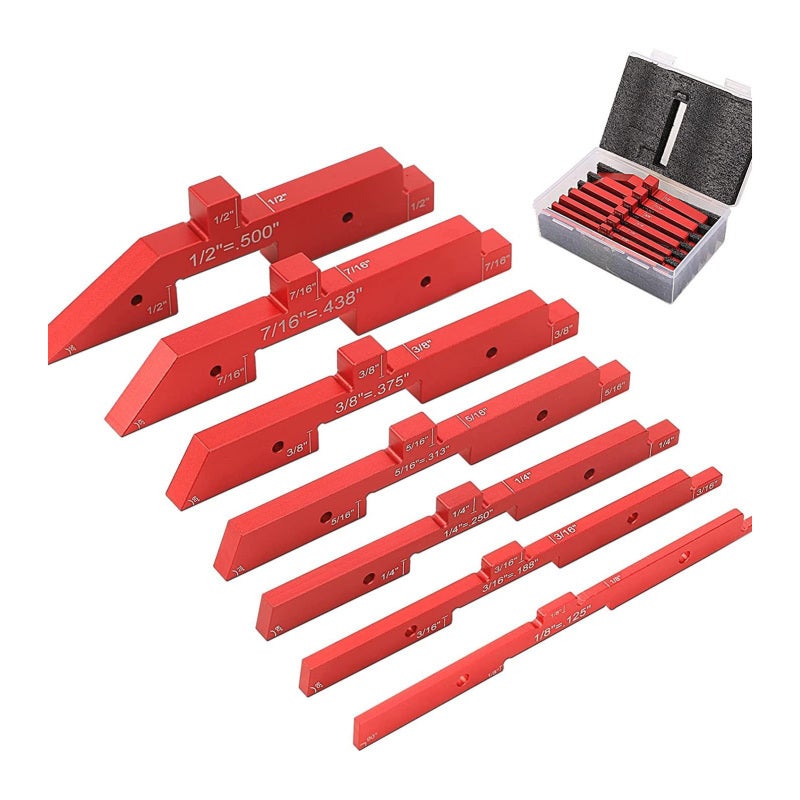 Setup Blocks: 7 Aluminum Alloy Precision Blocks - 4-In-1 Design Laser Engraved Height Gauge for Diy Woodworking, Carpenter Workshop Projects - Image 1