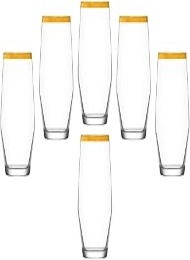 segaey Segaey LAV ELLA cup with golden underline, Clear, Pack of 6 